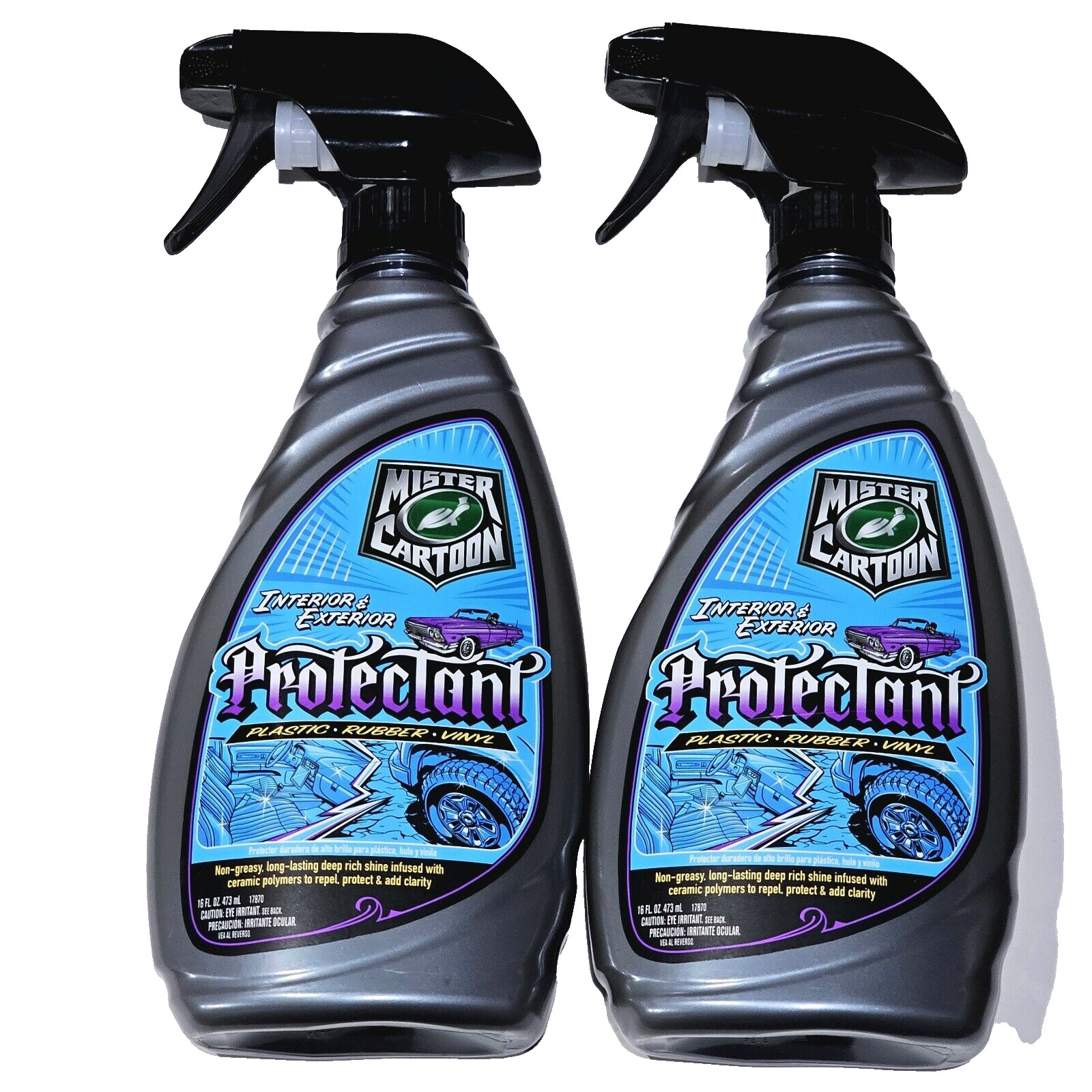 2 Pack Mister Cartoon Interior & Exterior Protectant Plastic Rubber Vinyl 16oz