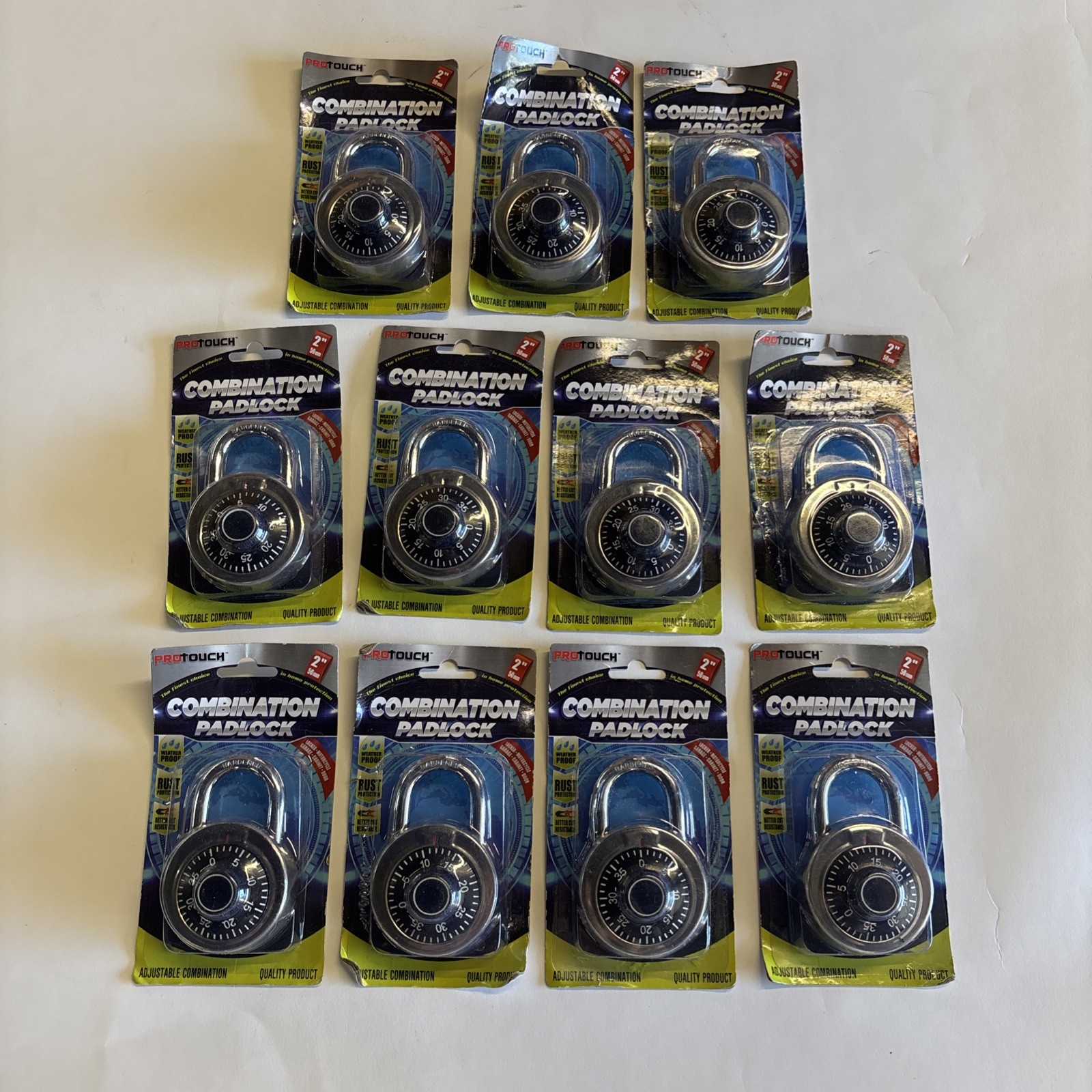 Lot Of 11 Combination Padlocks New Sealed 2” Pro Touch Weather Proof Adjustable