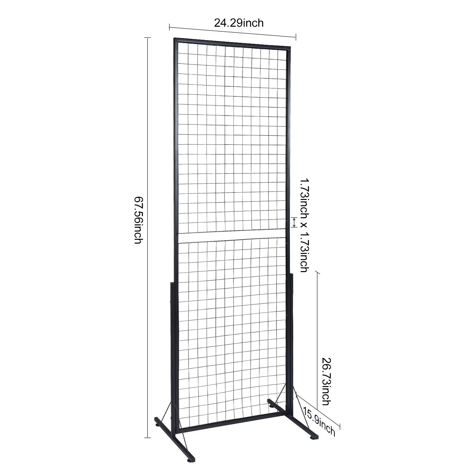 24" x 67" Dual Grid Wall Panels Set, Includes 2 Wire Display Racks with Stable T