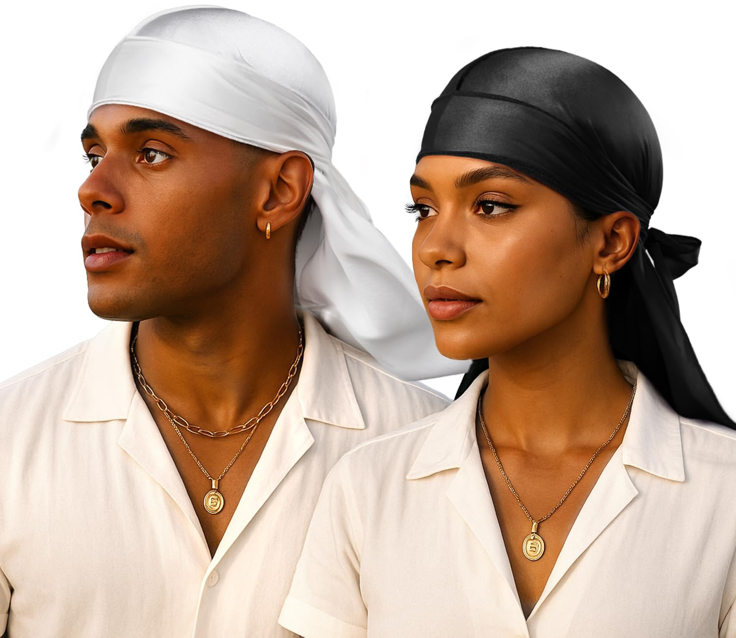 100% 22 Momme Mulberry Silk Durags for Men Women, Extra Long Strap Silky Durag,