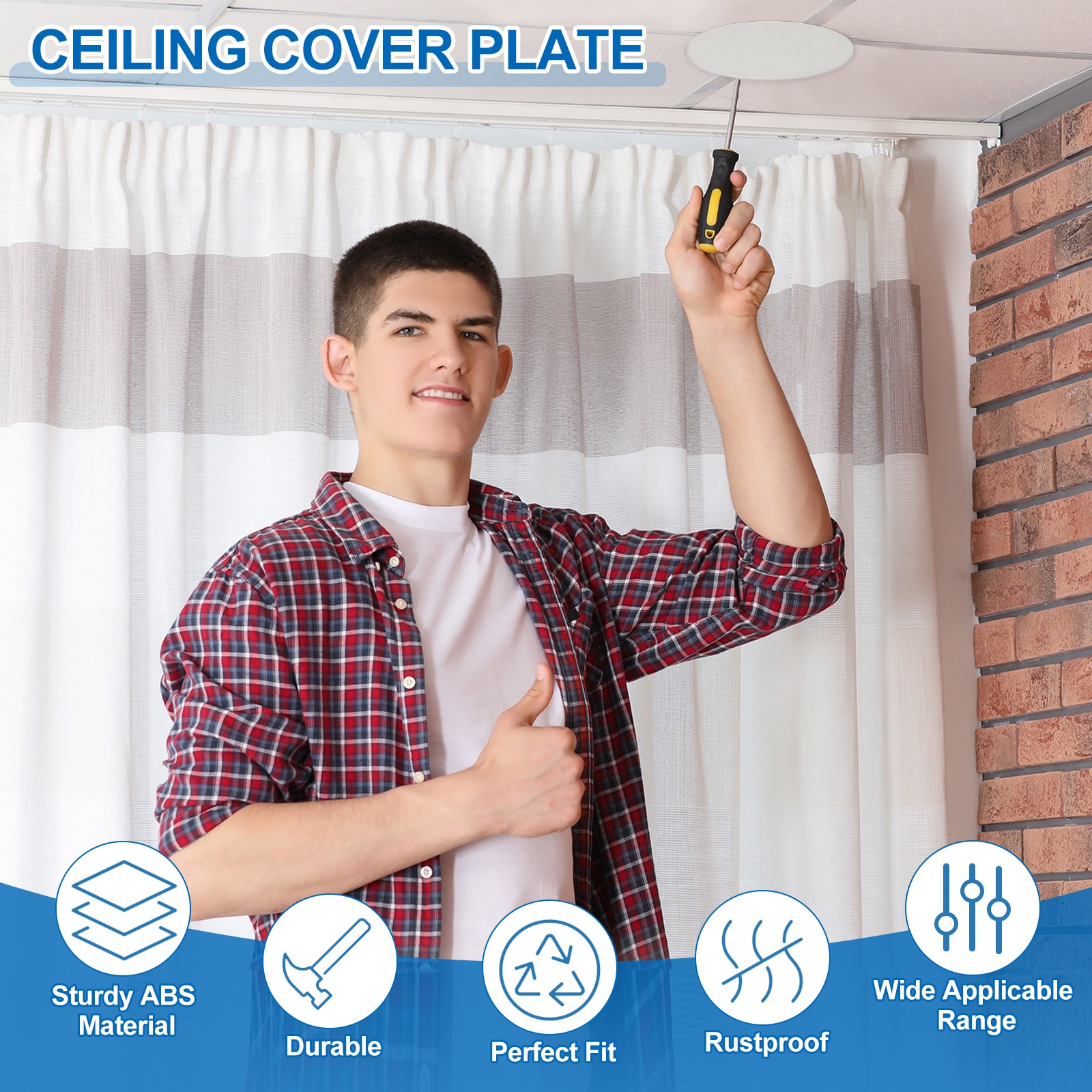 2Pack 3.7" Spring Ceiling Cover Plate for 2.2-3.4" Round Hole, Silver