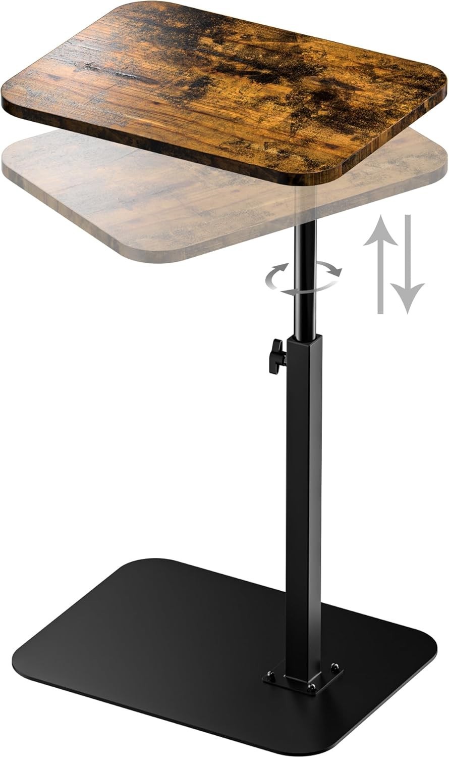Side Table Sofa Tray Couch Heavy Metal Base Swivel/Adjustable Height Sofa Bed
