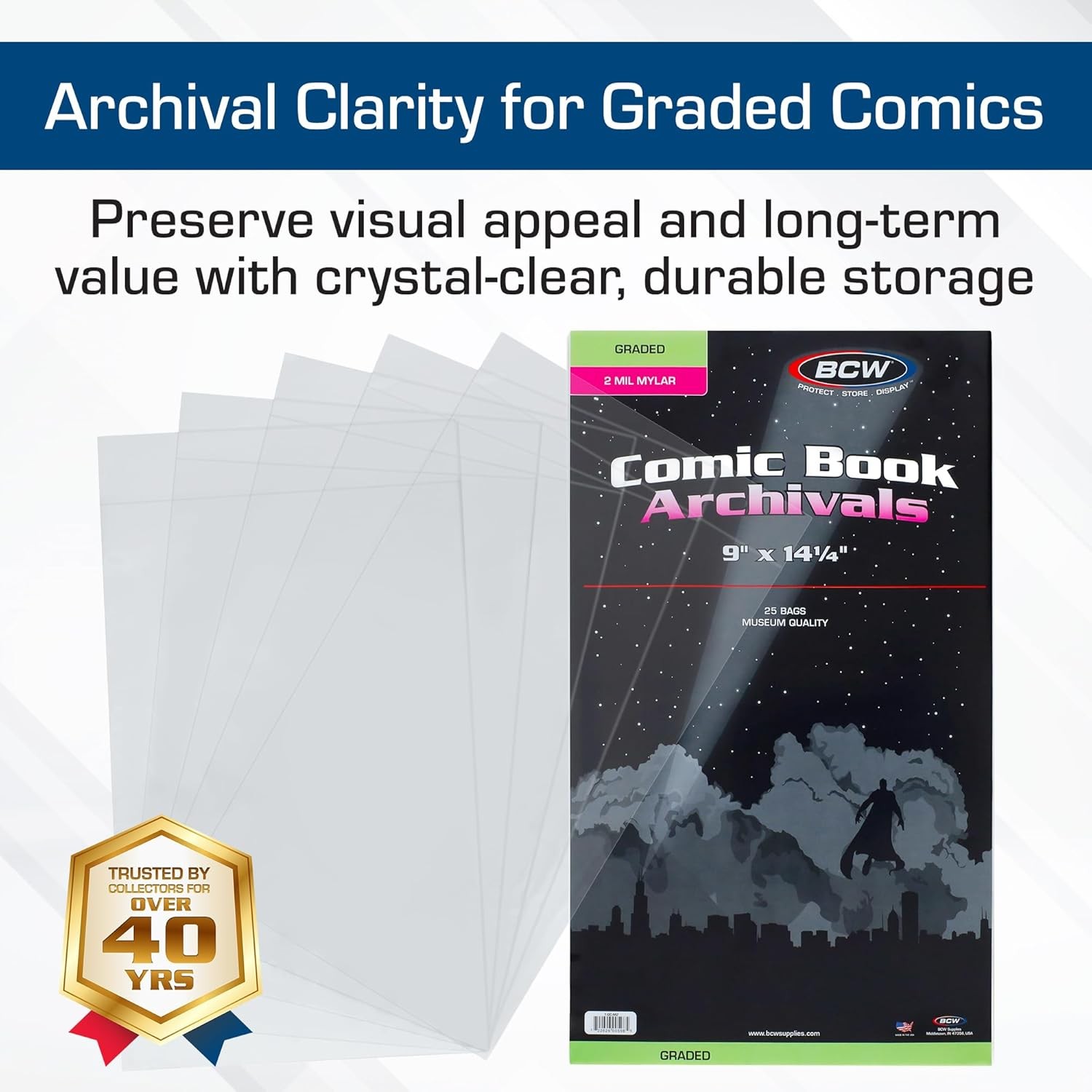 Mylar Comic Book Bags for CGC Graded Comics