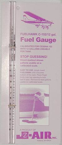 J-Air Fuelhawk Fuel Gauge - Cessna C-152 / 12 Gallon - Pre-Flight Fuel Dipstick