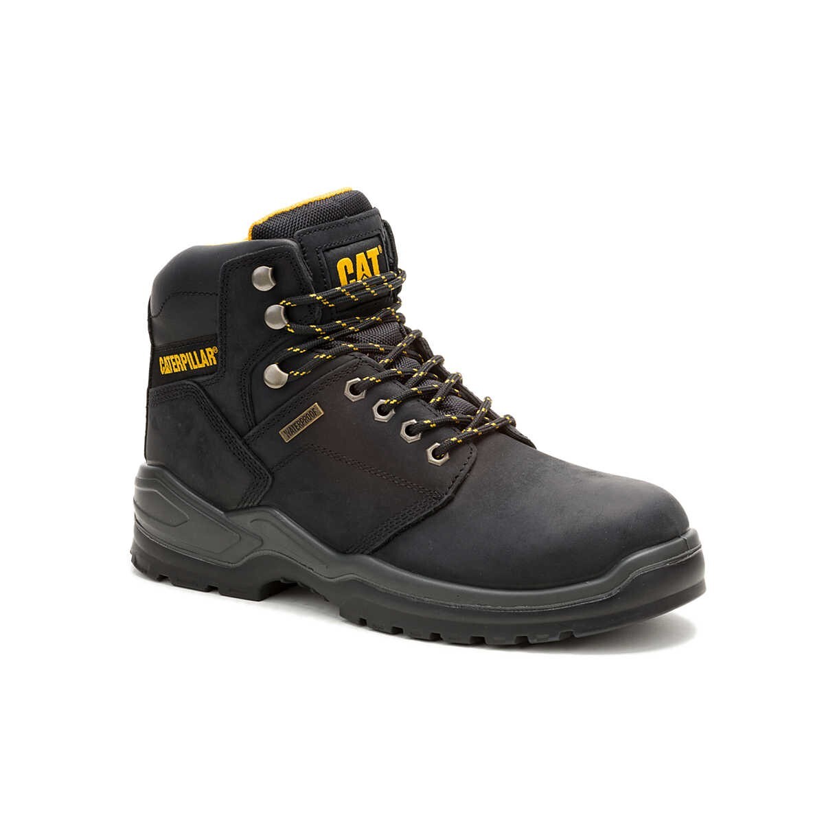 Men's Caterpillar Striver Steel Toe Waterproof Slip Resistant Boots P91786 Black