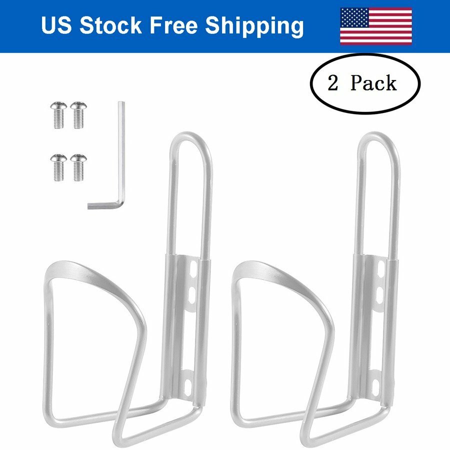 2pcs Bike Water Bottle Cage Bottle Holder MTB Bicycle Alloy Lightweight Silver