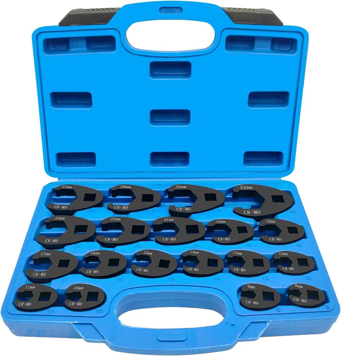 3/8” & 1/2” Drive Jumbo Crowfoot Flare Nut Wrench Set for 8 to 32mm Flare Nuts