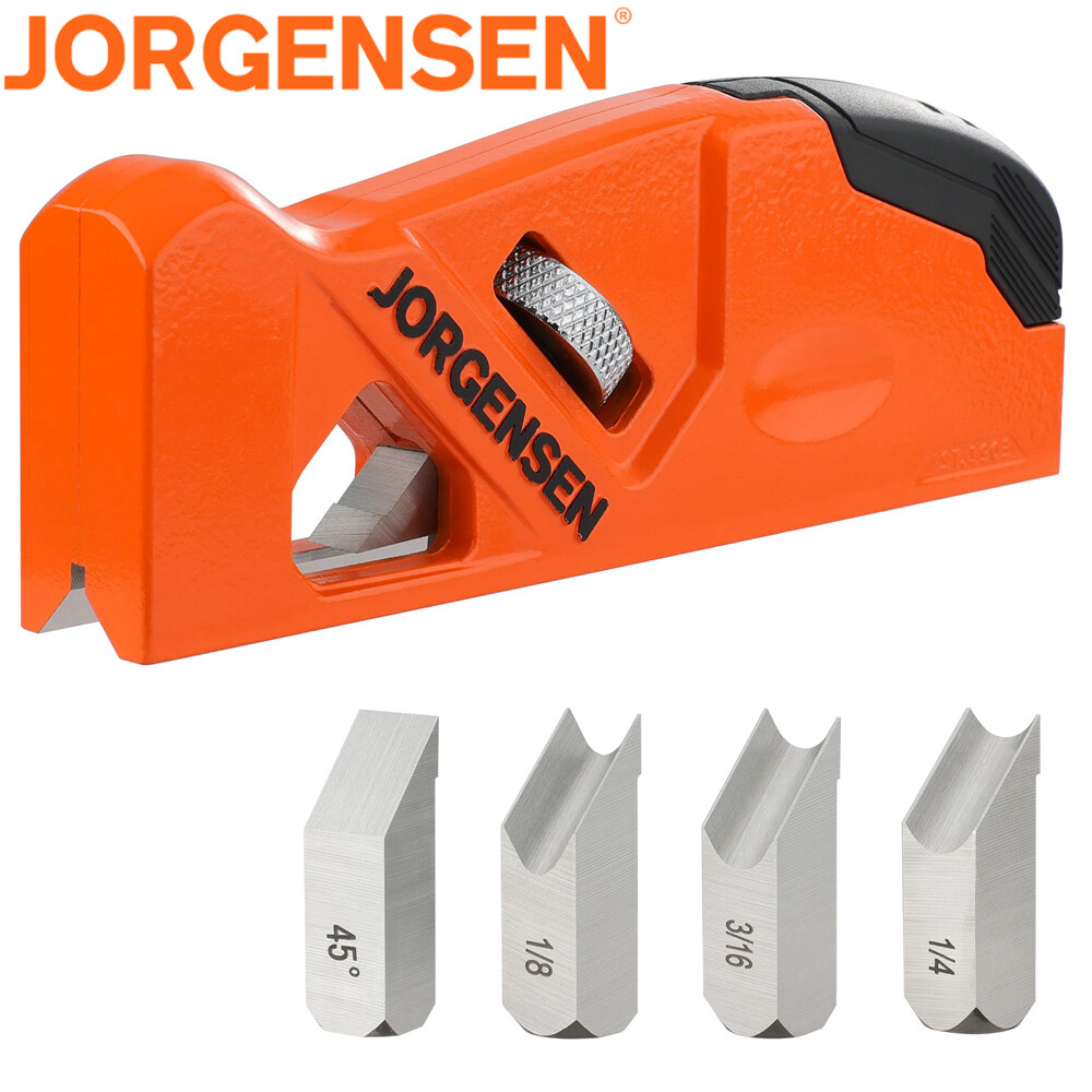 JORGENSEN Chamfer Plane, Edge Corner Plane with 4 Cutter Heads, Storage Space