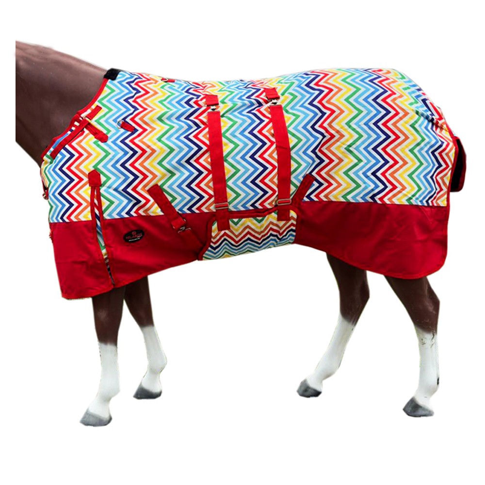 HILASON 1200D Winter Waterproof Turnout Horse Blanket Belly Wrap Rainbow Zigzag