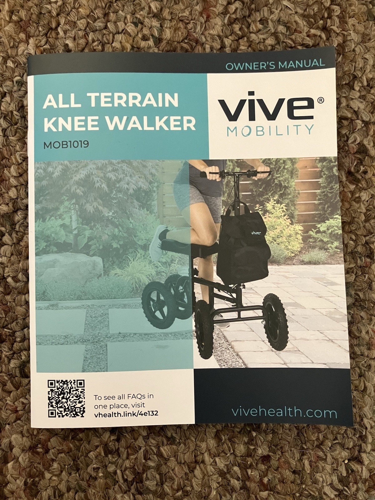 Vive All Terrain Knee Walker - 350 Lbs - Black * New * Open Box