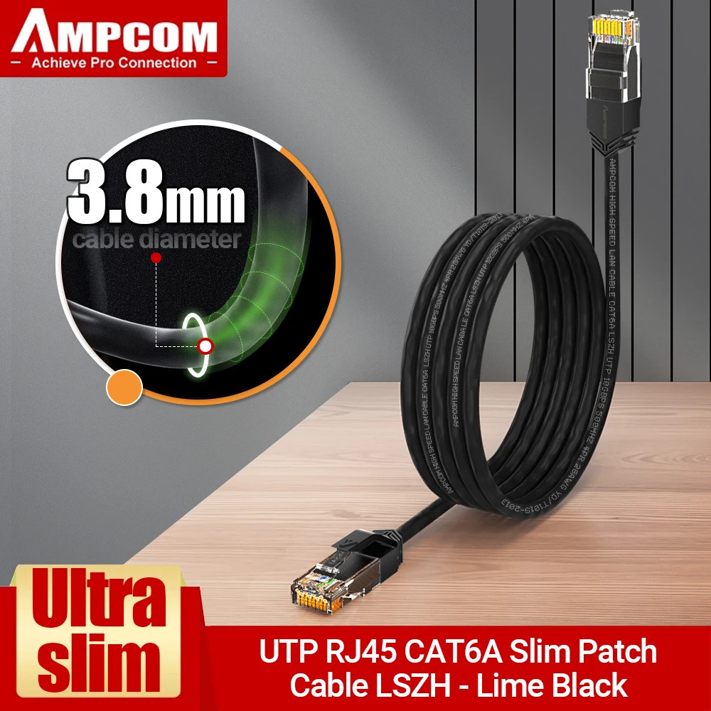 Cat6A Ultra Thin Ethernet Cable 3.8mm 10Gbps Network Patch Cord RJ45 UTP