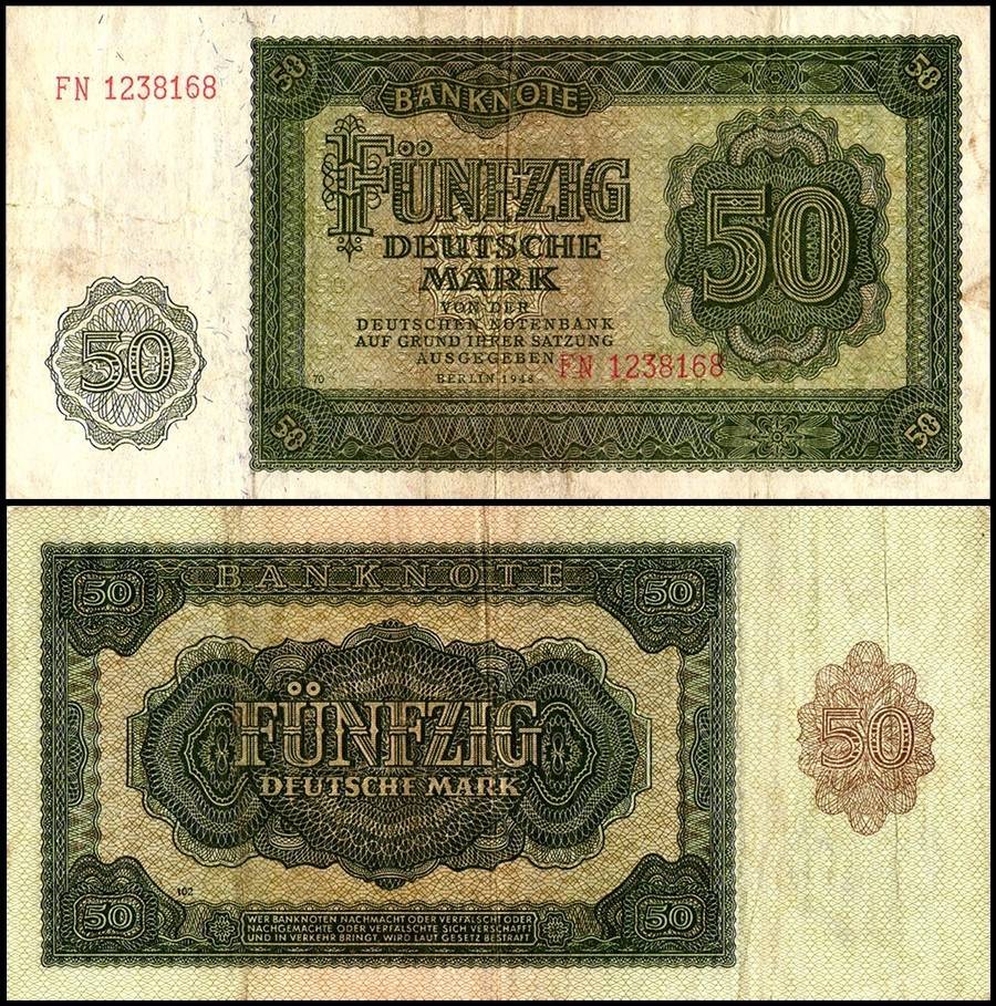 German Democratic Republic 50 Deutsche Mark, 1948, P-14, Used