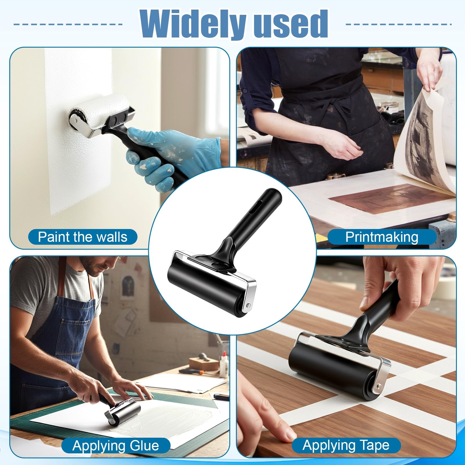 6 PCS 4 Inch Rubber Roller Brayer For Printmaking Inking Stamping Tool