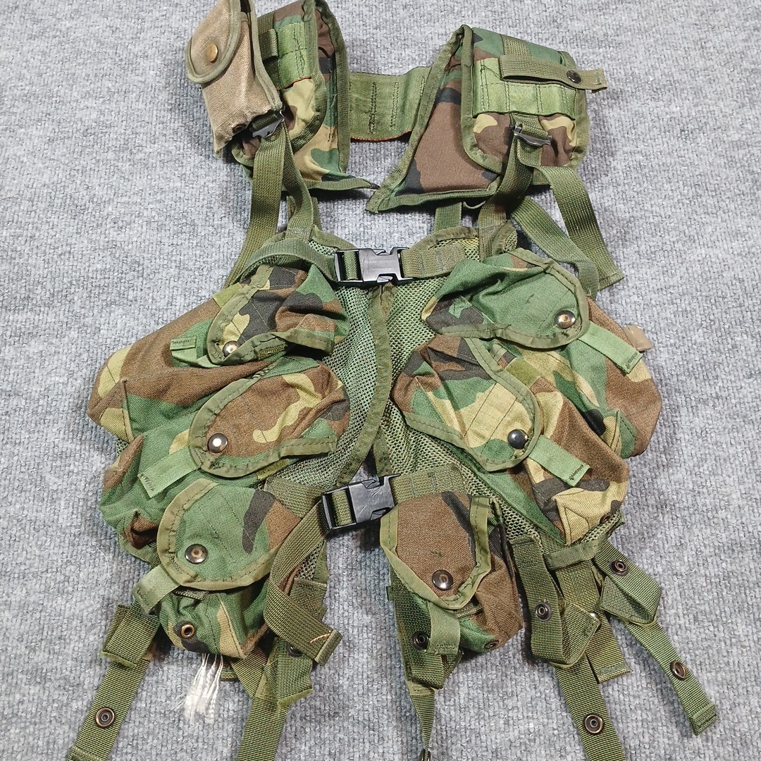 Enhanced Tactical Load Bearing Vest Woodland Camo FLC Vintage Military Surplus