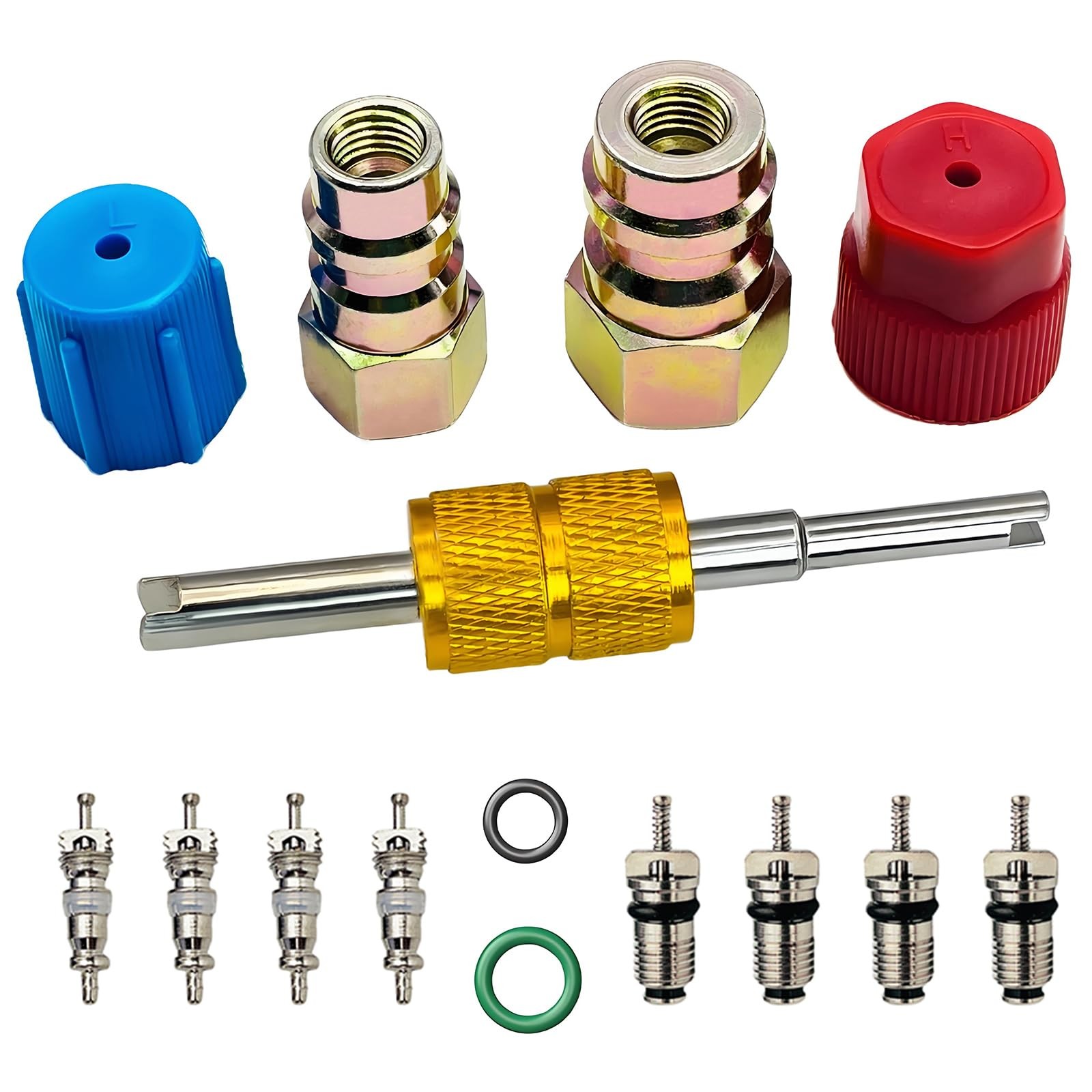 R12 to R134A AC Retrofit Fitting Adapter Kit, R12 R22 to R134A High/Low Fitti...