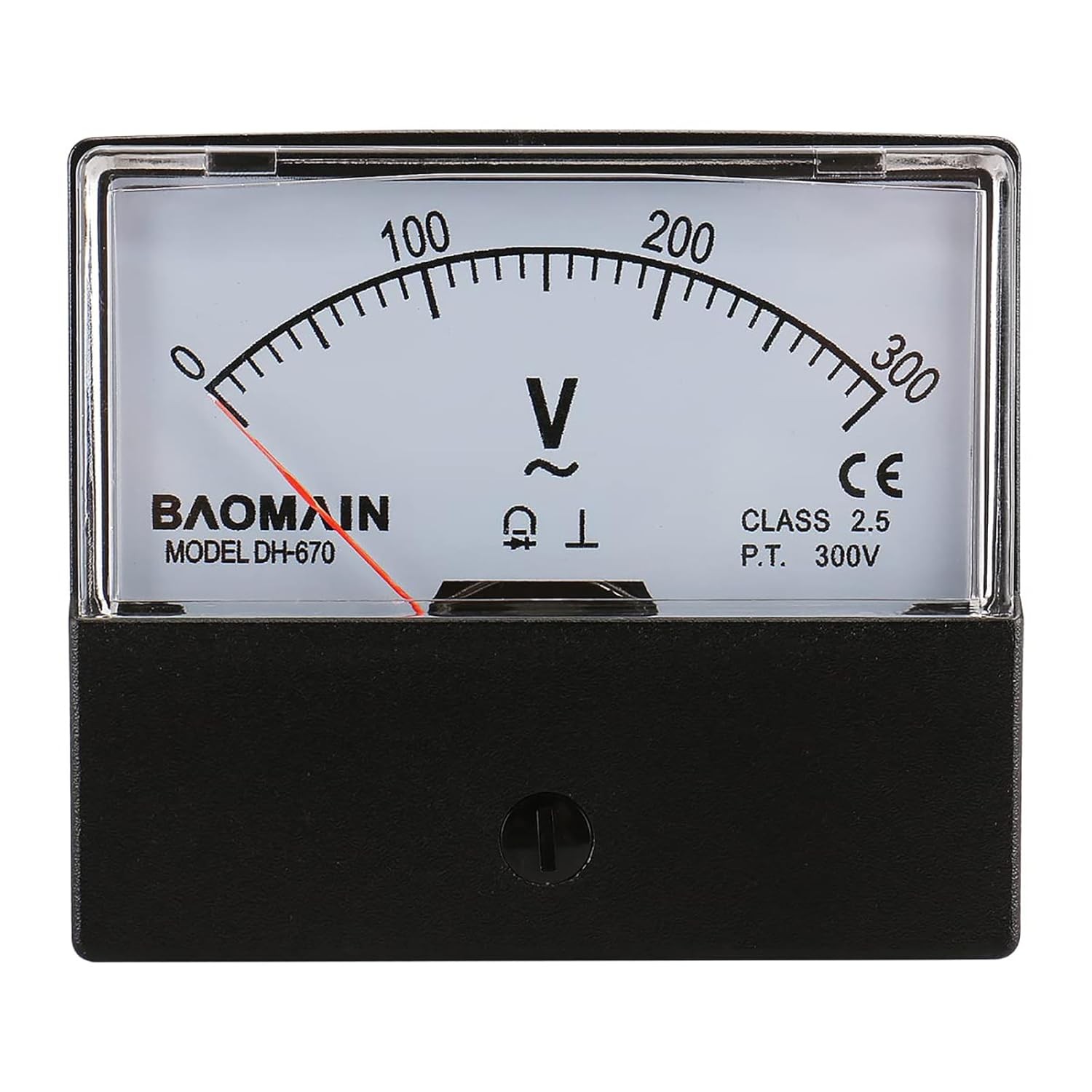 Baomain DH-670 AC 0-300V Rectangle Plastic Analog Volt Meter Panel Class Housing