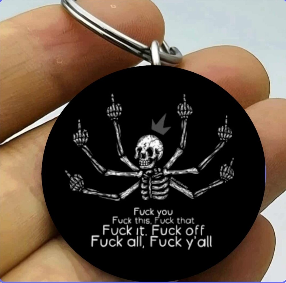 Funny Skeleton Art 6 Hands Cute Stainless Keychain Bag Charm Horror Scary