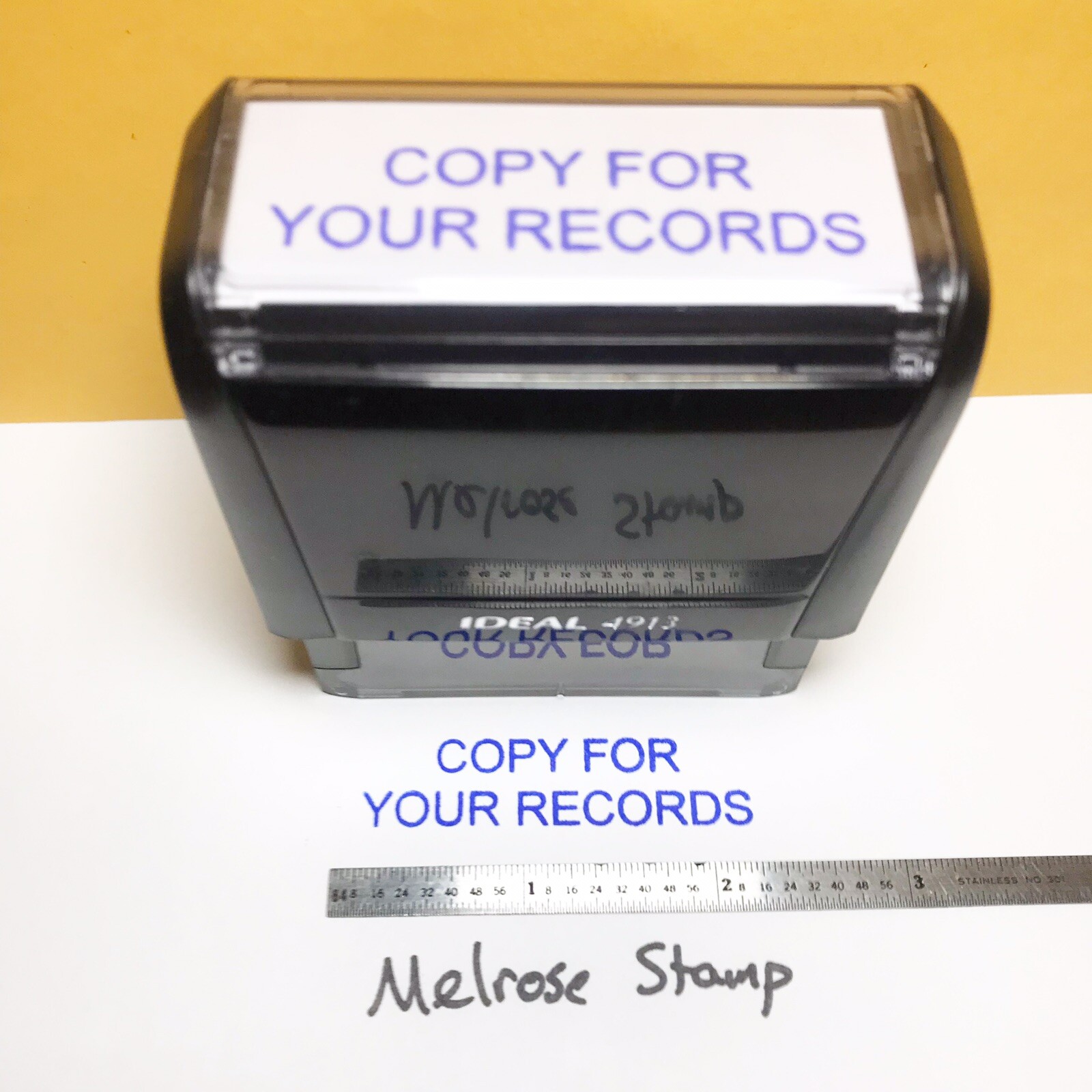 Copy For Your Records Rubber Stamp Blue Ink Self Inking Ideal 4913