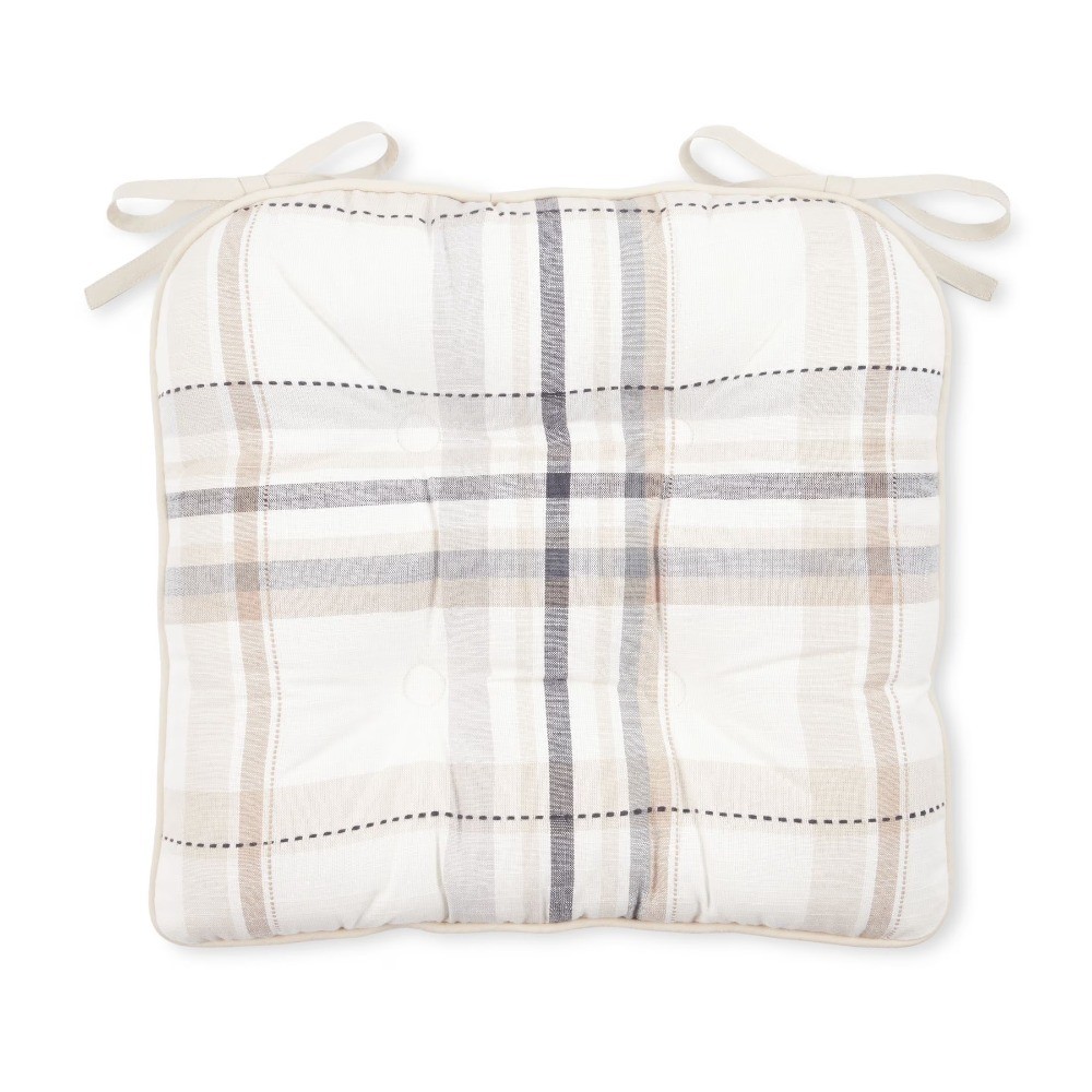 Reversible Monday Plaid Pattern Hand Drawn Design Chair Cushion Cover Multicolor