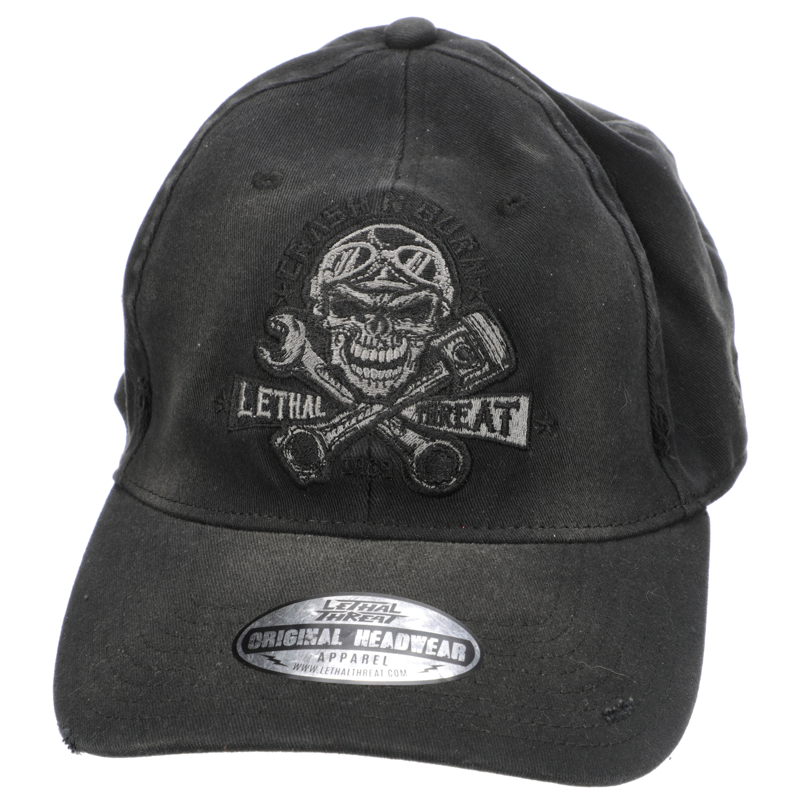 Lethal Threat "Crash 'n Burn" Flat Brim Adjustable One Size Fits Most Hat Black
