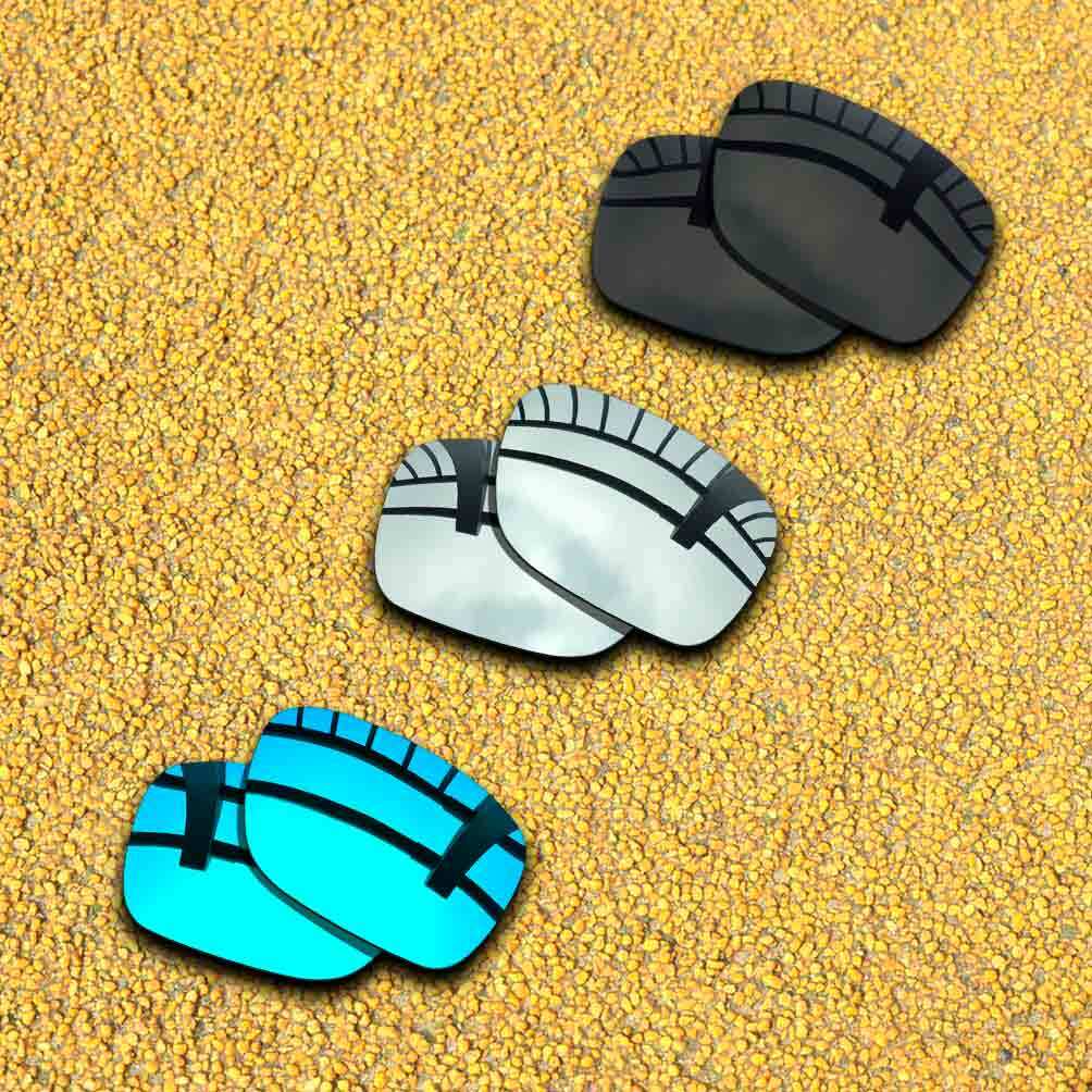 3 Sets Lenses Replacement for-Oakley Turbine Polarized-Black&Silver&Ice Blue