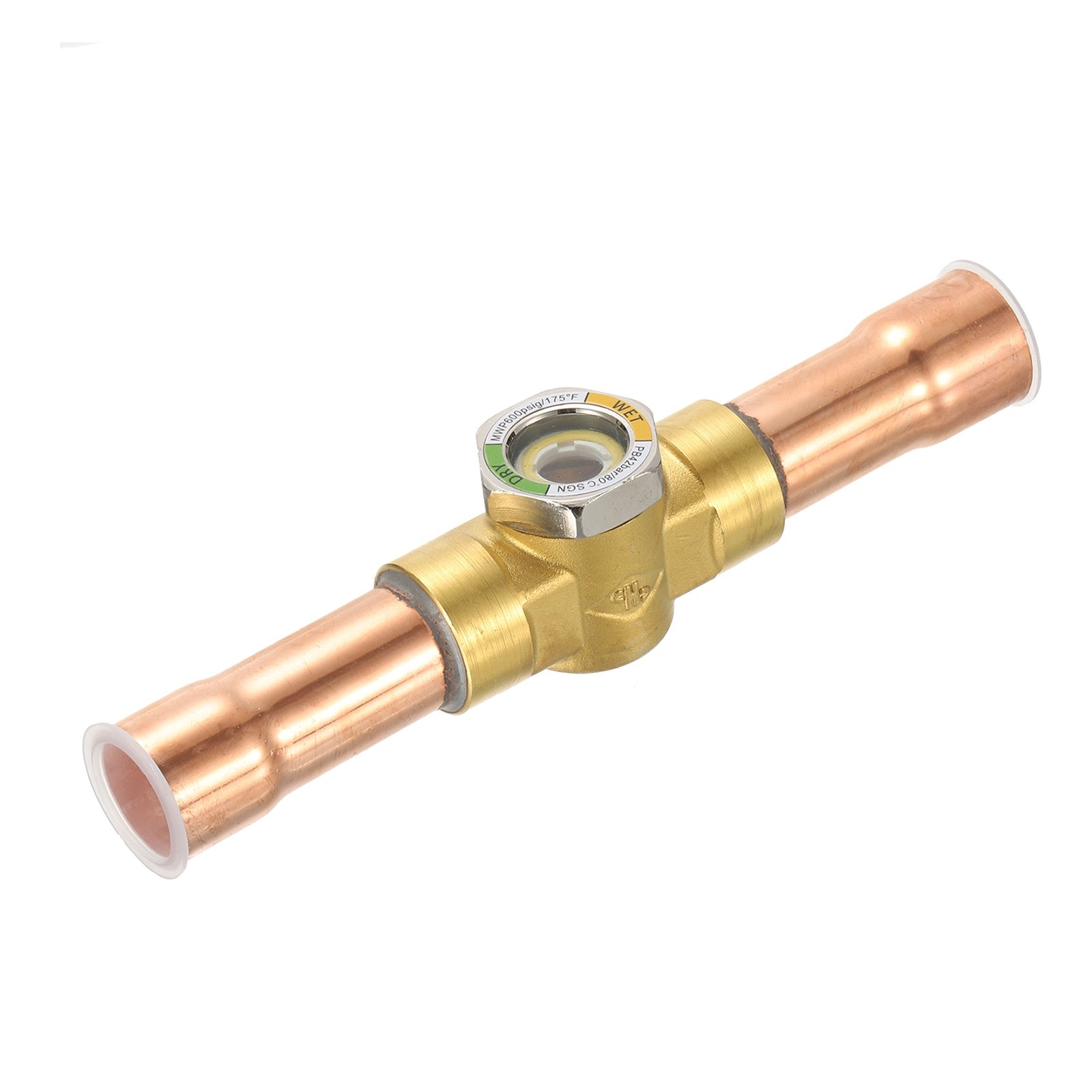 7/8 x 7/8 Sight Glass HVAC Universal Liquid Moisture Indicator Brass Copper