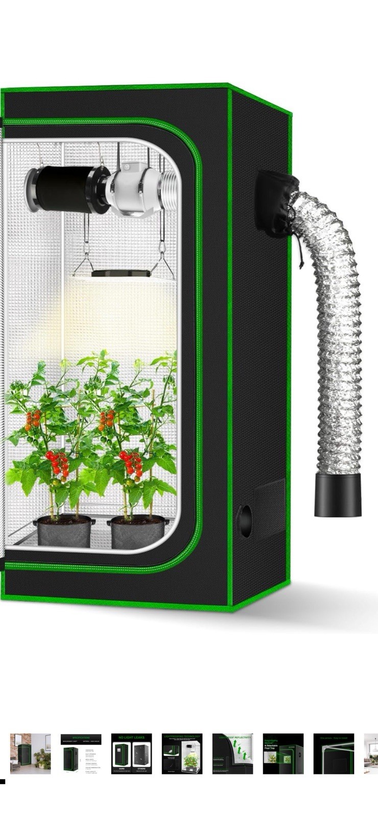 2x2 Grow Tent 24x24x48 High Reflective 600D Diamond Mylar Canvas Plant