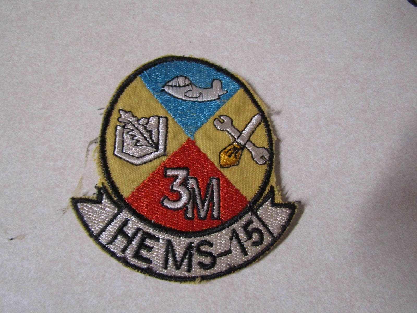 MILITARY PATCH OLD VIETNAM ERA US MARINE CORPS HEMS-15 HEADQUARTERS MAINTENANCE