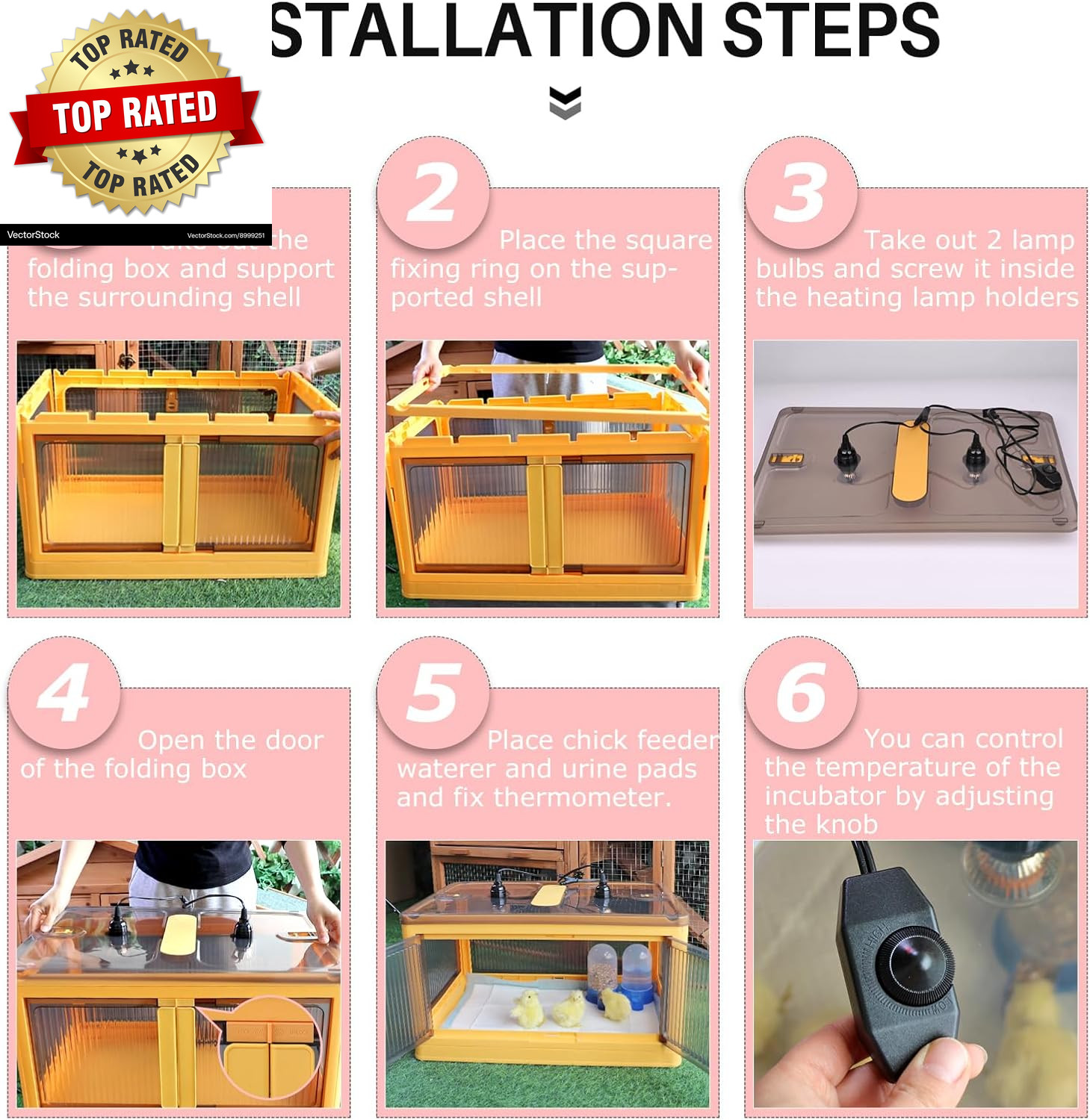 Chick Brooder Box for Chicks, Quail Brooder Box Kit with Heater Feeder