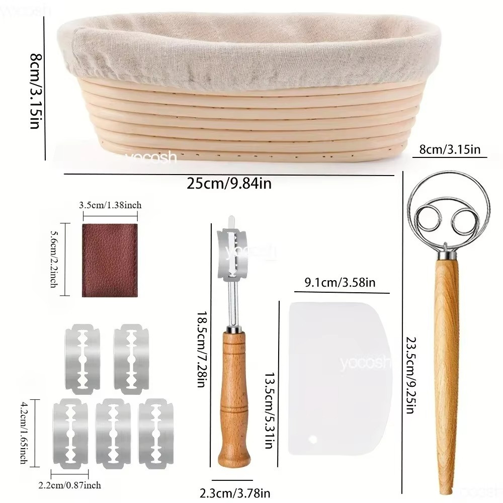 Sourdough Starter Kit Bread Baking Kit Banneton Proofing Basket Jar Mat