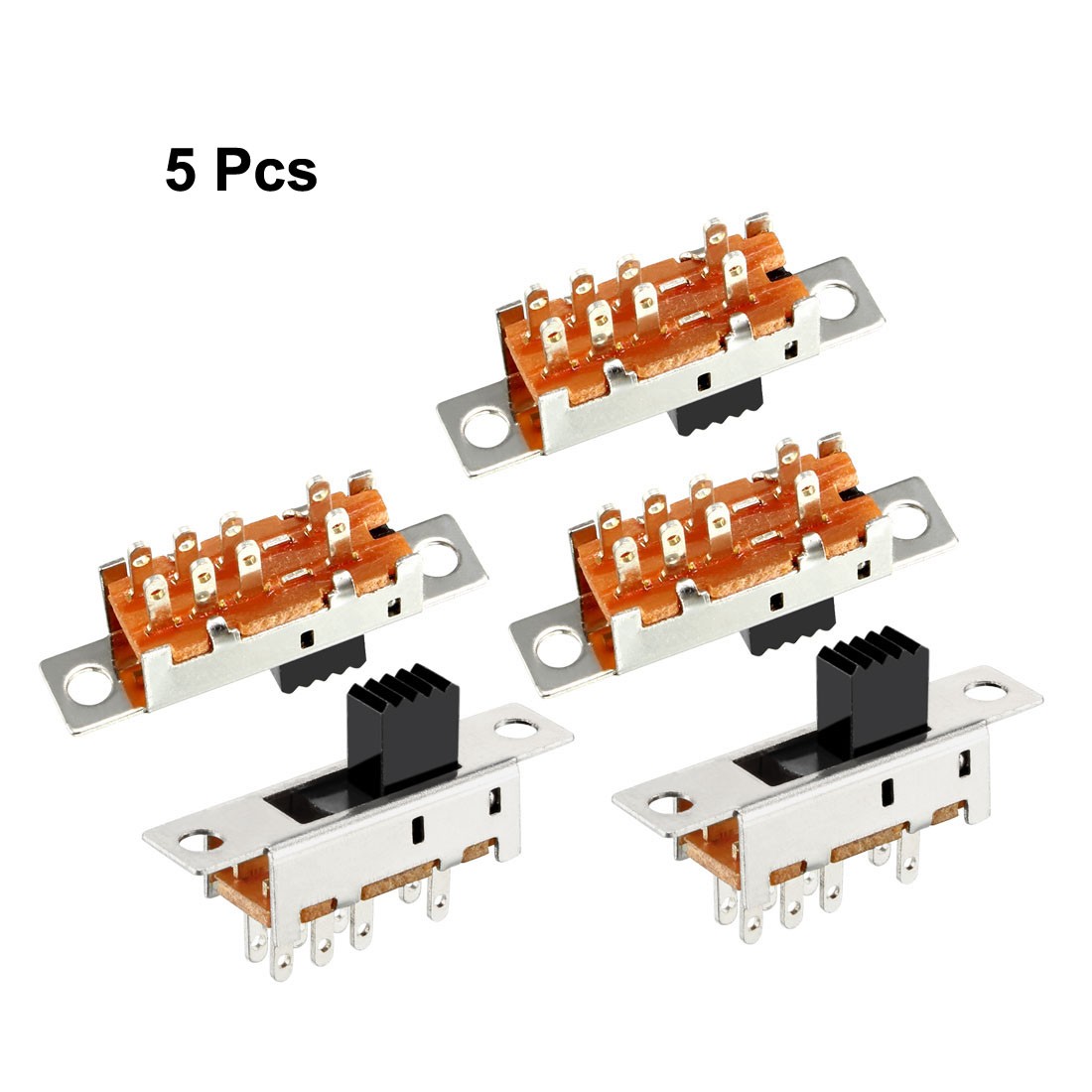 5Pcs 3mm Vertical Slide Switch DPDT 8 Terminals PCB Panel Latching