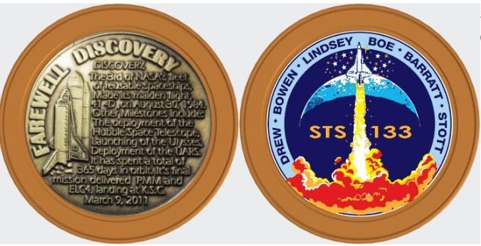 STS-133 DISCOVERY FINAL FAREWELL FLIGHT TOKEN SPACE SHUTTLE NASA CREWED MISSION