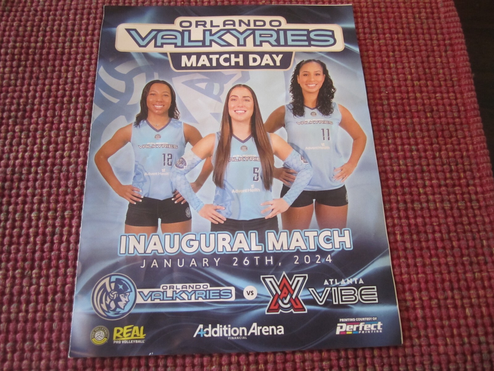 Orlando Valkyries Match Day Inaugural Match Jan 26, 2024 Program Pro Volleyball