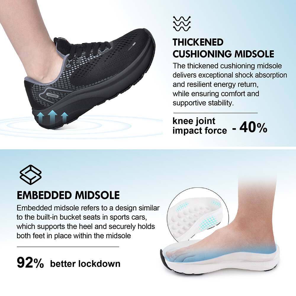 Women's Wide-Toe Box Shoes Arch Support Wide Width Sneakers for Running Athletic