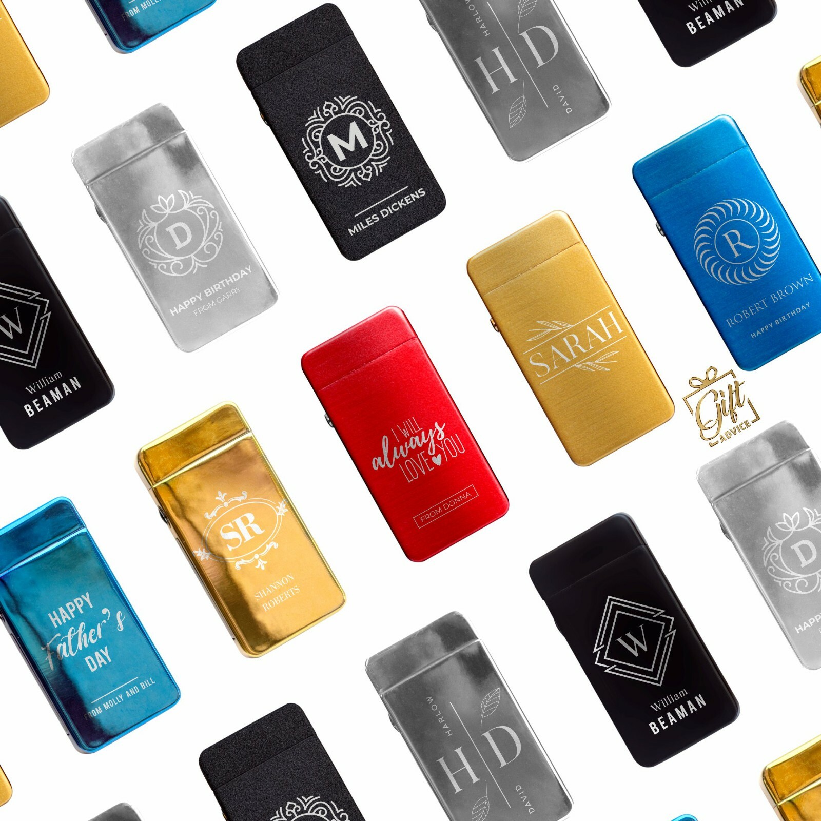Personalized Engraved USB Rechargeable Lighter Windproof Double Arc Flameless