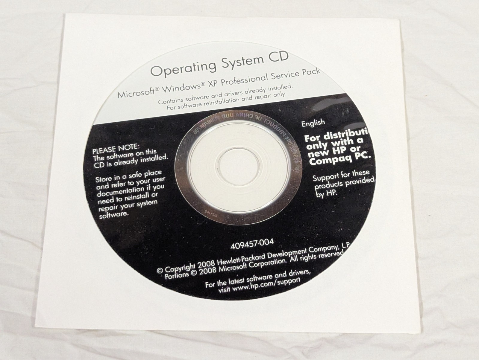 HP Compaq Windows XP Professional SP2 Service Pack 2, Operating System CD