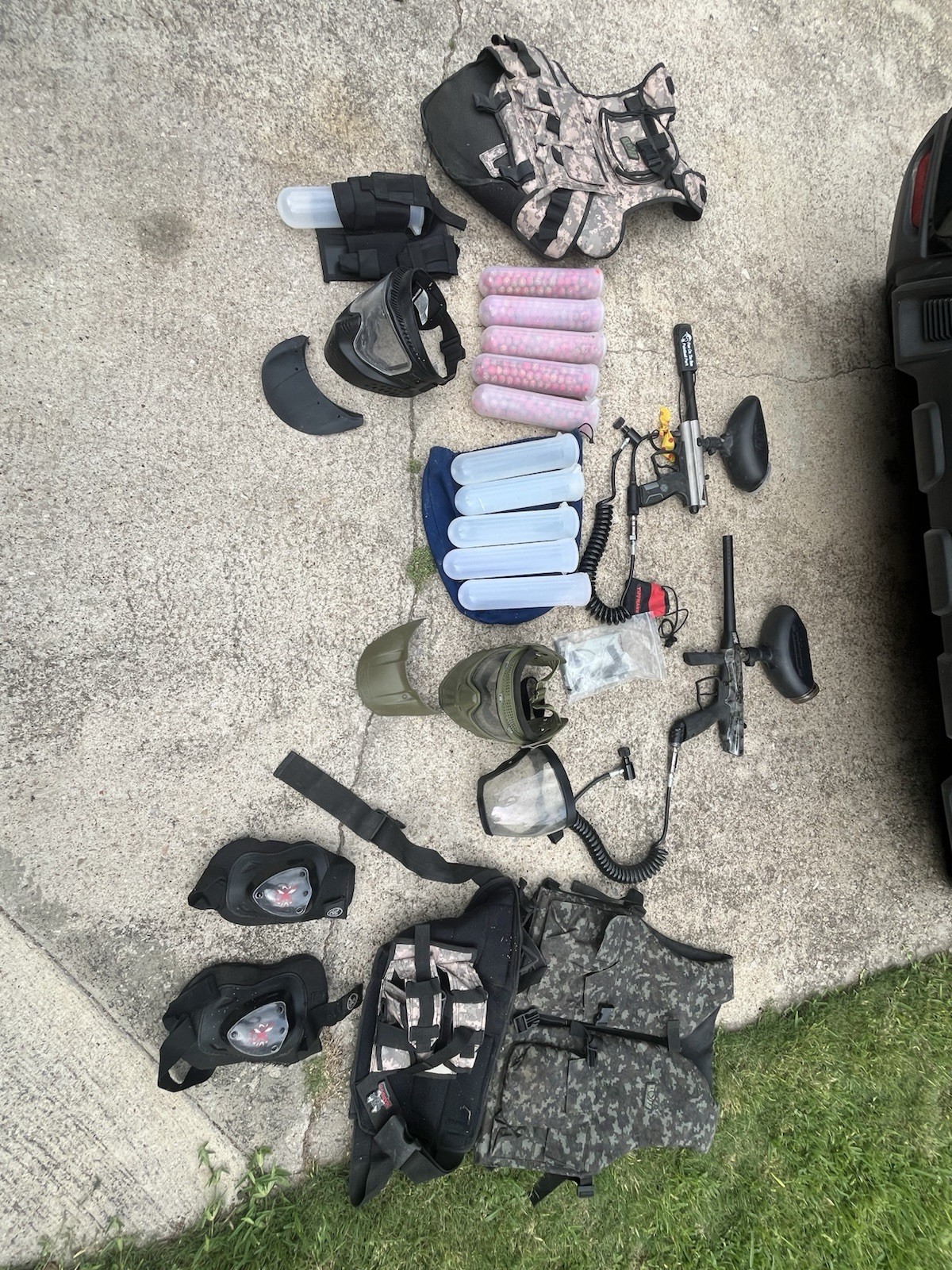 Tippmann 98 Custom Paintball Marker Package Lot w/ Masks, Hoppers & Pods