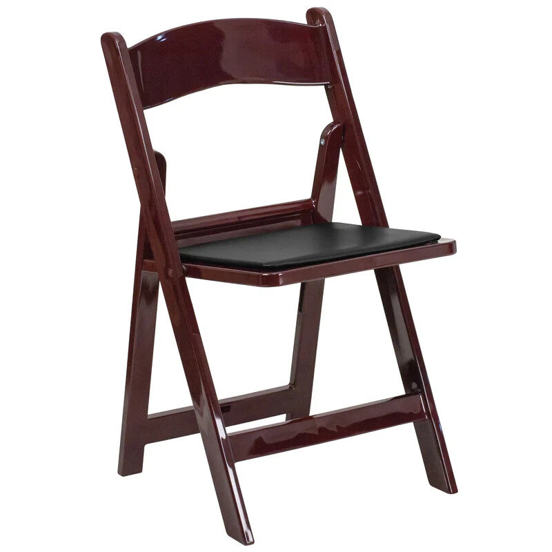 50 PACK Commercial Grade Mahogany Resin Folding Chair w/ Black Vinyl Padded Seat