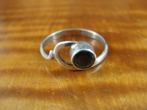 Smoky Quartz Stone with Loop Sterling Silver 925 Ring Size 6 1/4