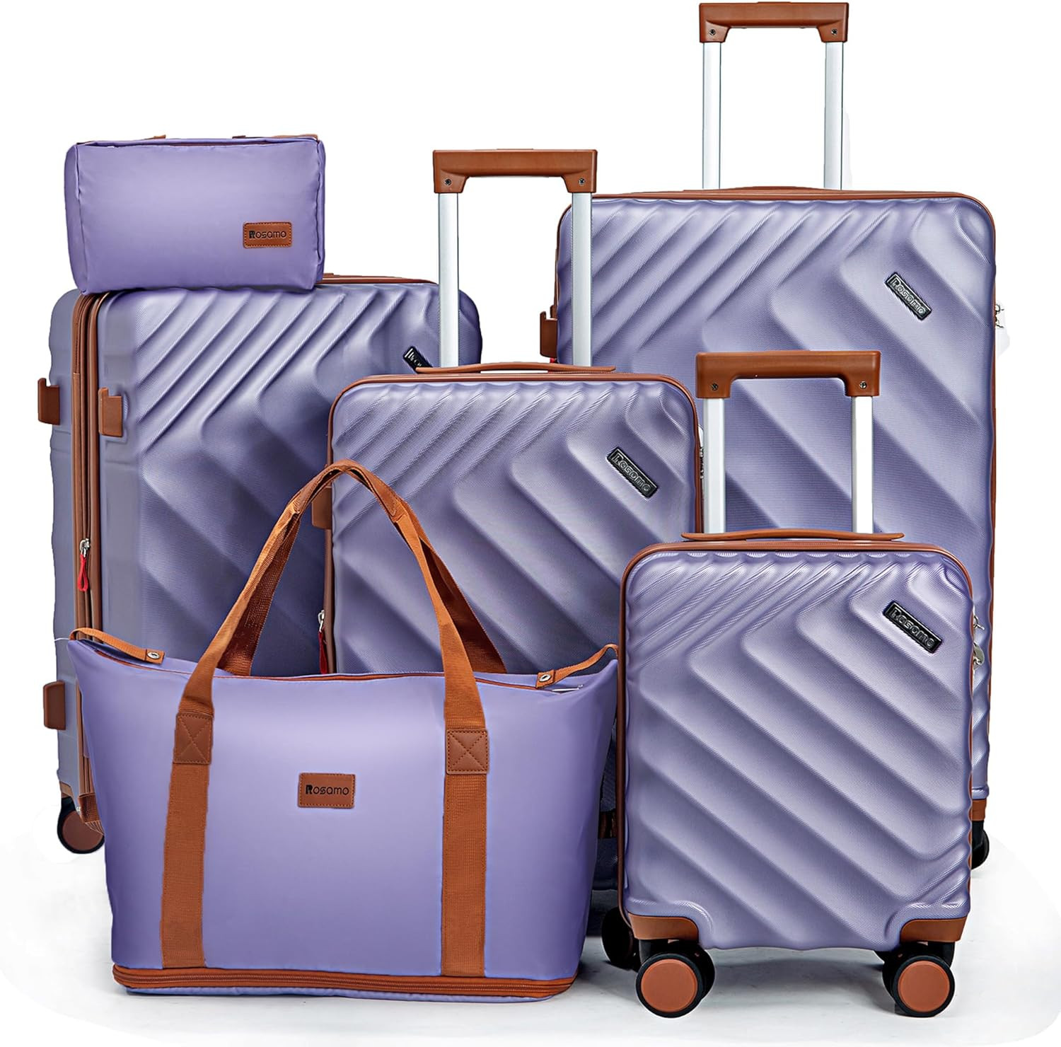 6 Piece Luggage Set Expandable Suitcase 22X14X9 Airline Approved Carry On, ABS H