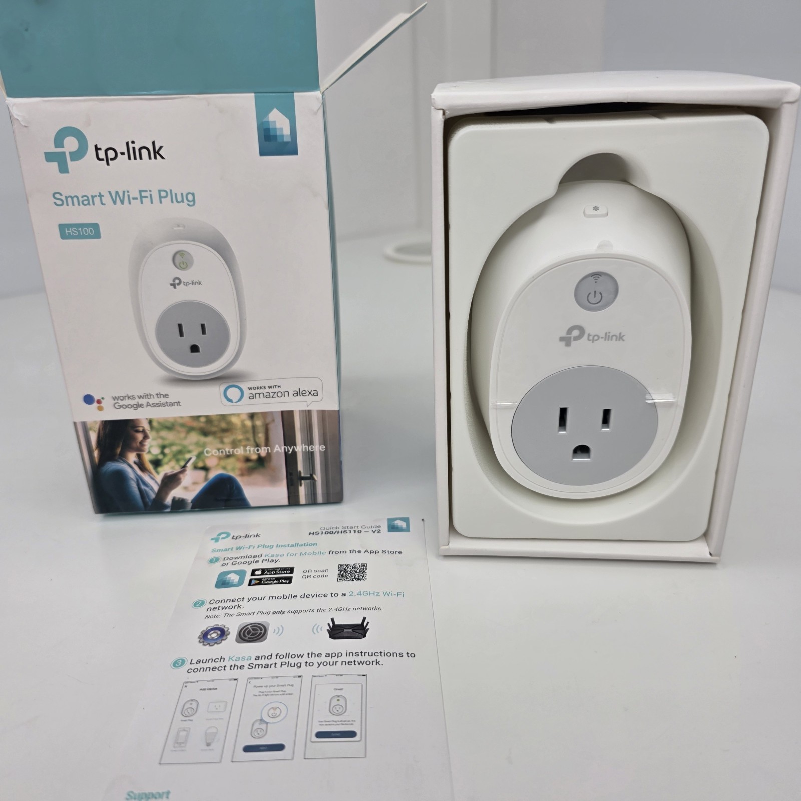 TP-Link HS100 Smart WiFi Plug Compatible W/ Alexa & Google Assistant - White