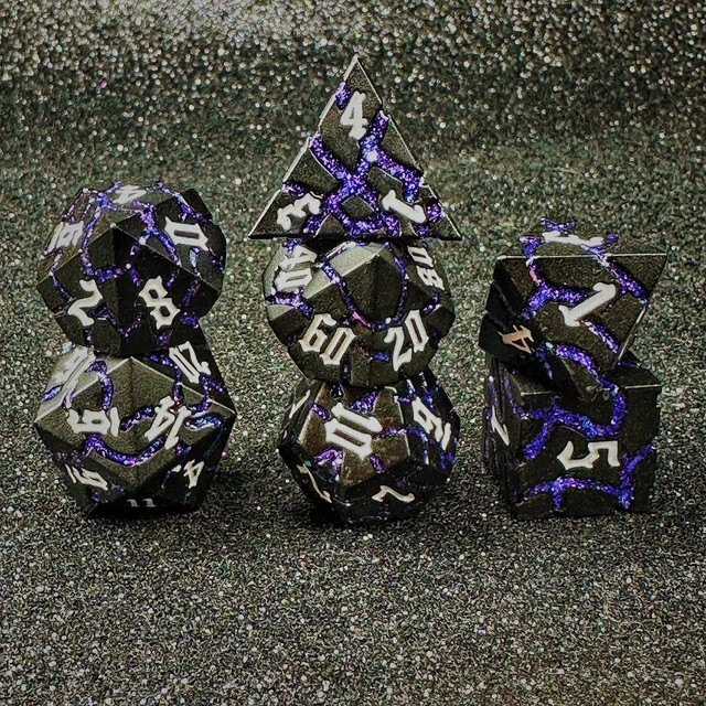 Sage's Warp Stones White Dwarf Star Metal Polyhedral Dice Set | Dnd RPG