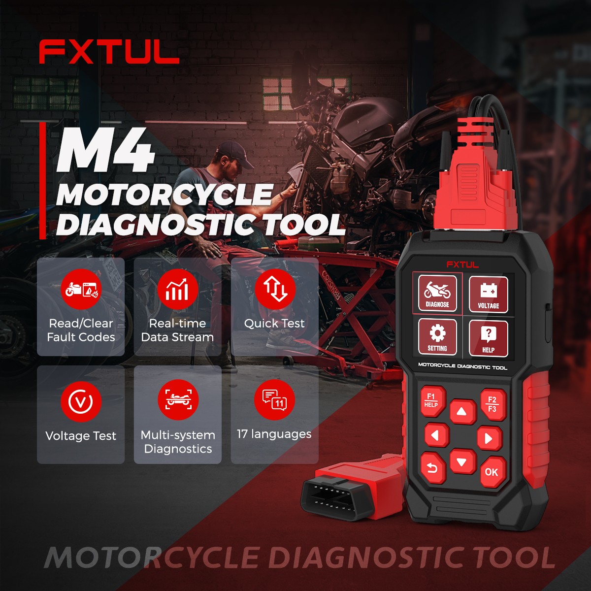 OBD2 Motorcycle Diagnostic Scanner Fault Code Reader ABS IMMO Fit For Harley
