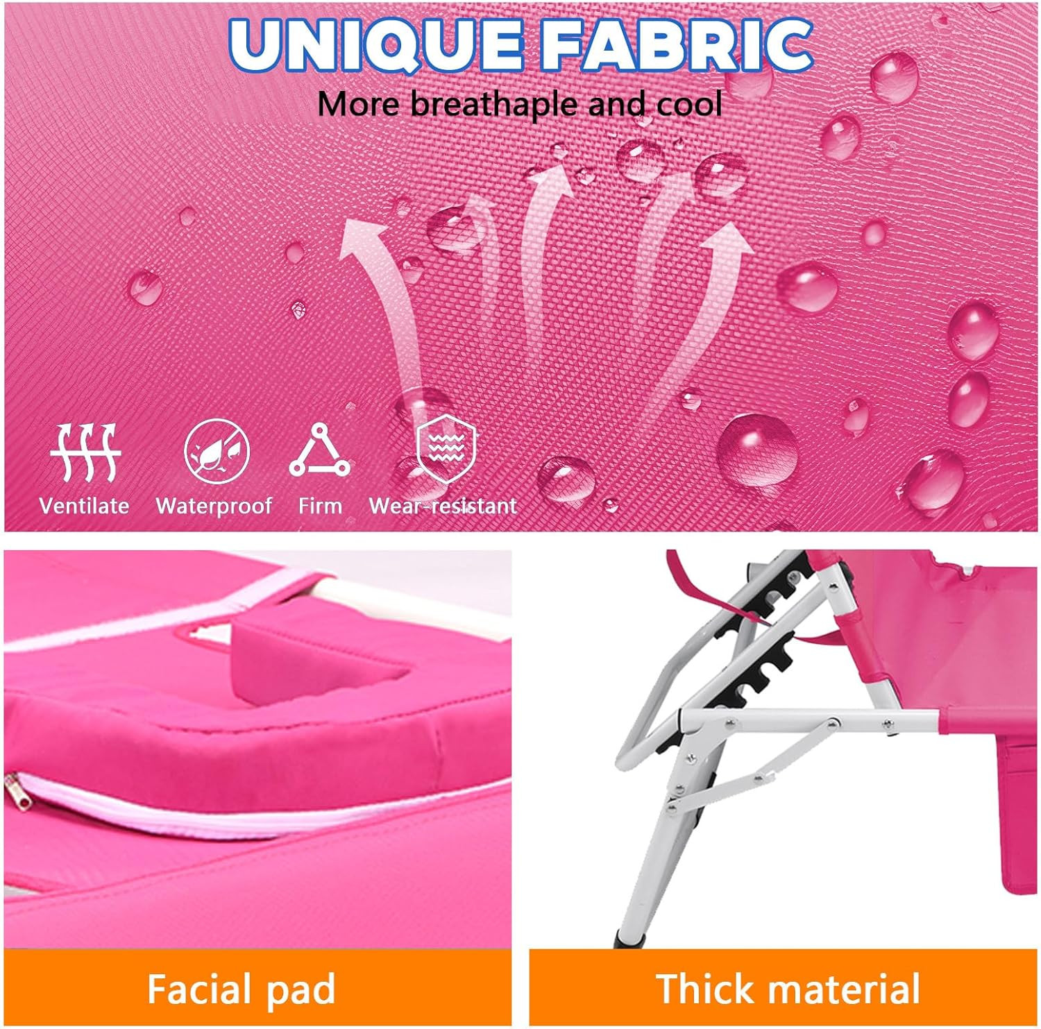 3-In-1 Heavy Duty Tanning Chair with Face Hole Adjustable 5-Position Folding Cha