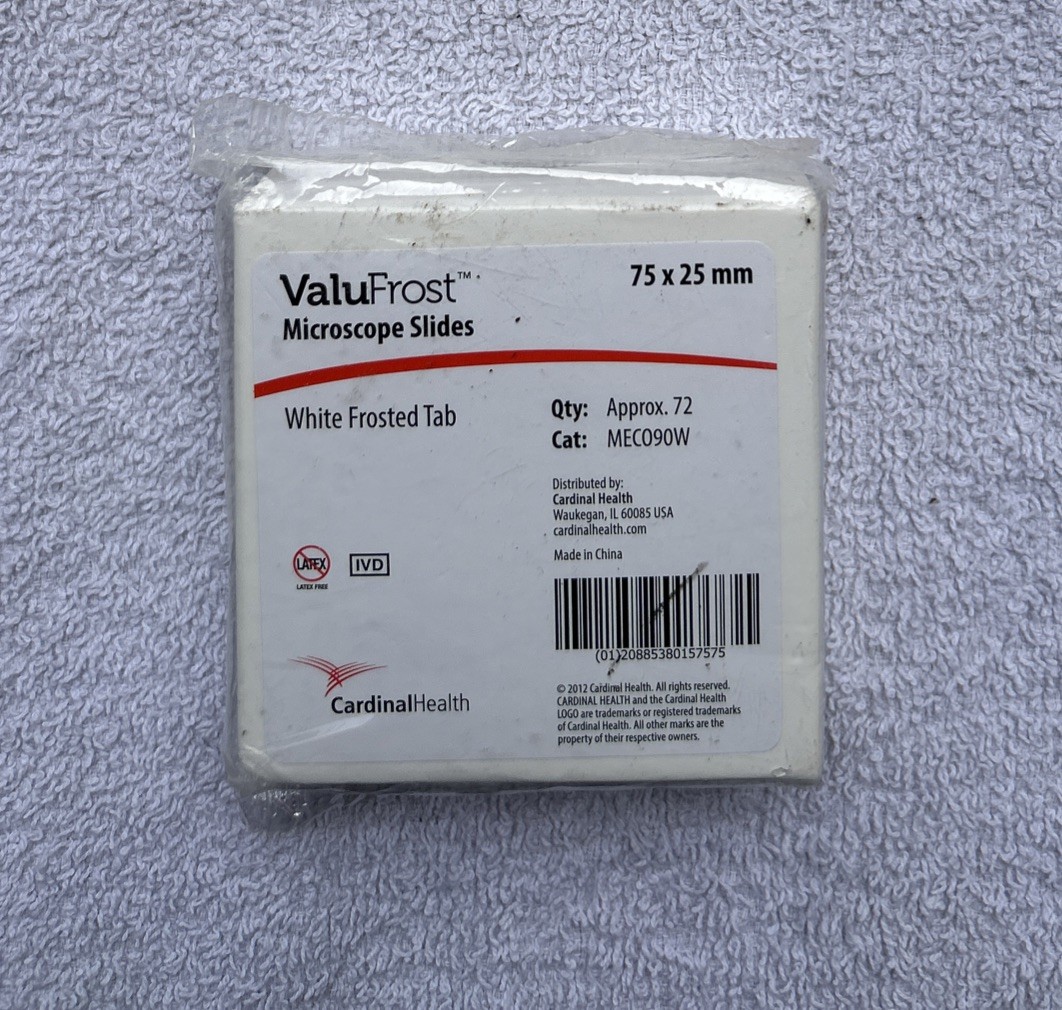 Cardinal Health ValuFrost MECO90W Microscope Slides PKG OF 72