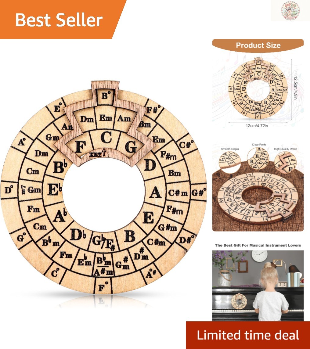 12cm Wooden Circle of Fifths Tool - Aesthetic Chord Reference for All Musicians