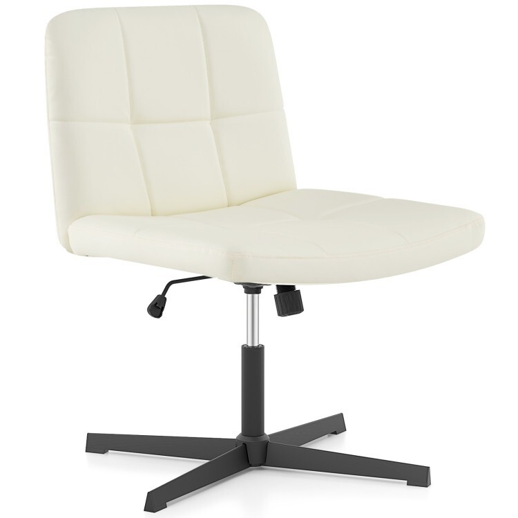 Office Chair Ergonomic Desk Chair Upholstered Cross-legged Chair w/Swivel Seat