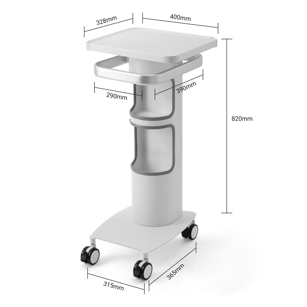 Dental Multi-Function Trolley Cart -Compact 360° LOCKABLE WHEELS built-in plug