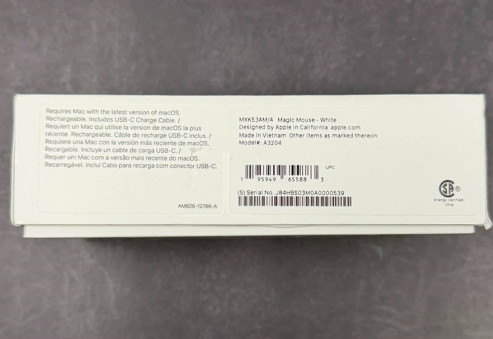 Apple Magic Mouse USB-C Multi-Touch White MXK53AM/A A3204