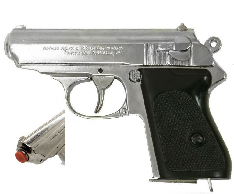 Denix Non-Firing Nickel Finish Walther PPK James Bond 007 Prop Gun, Full Size